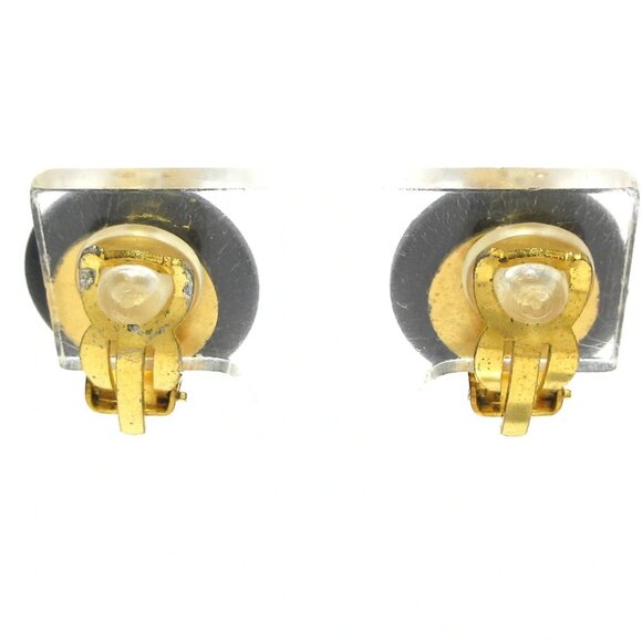Auth CHANEL Black White Gold Plastic Hardware Clip On Earrings - Picture 7 of 7